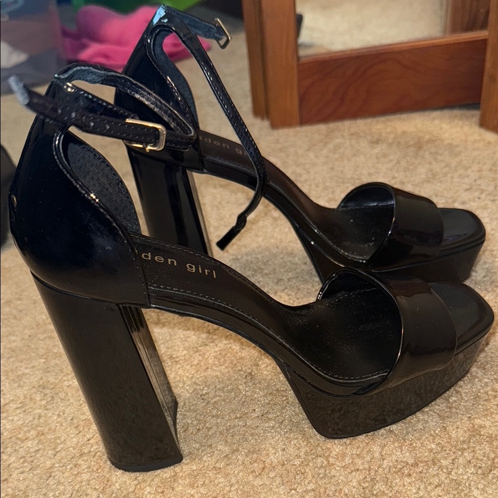 Madden Girl Black Platform Heels with Ankle Strap